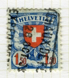 SWITZERLAND; 1933 early Confederation Shield issue used Shade of 1.50Fr. value