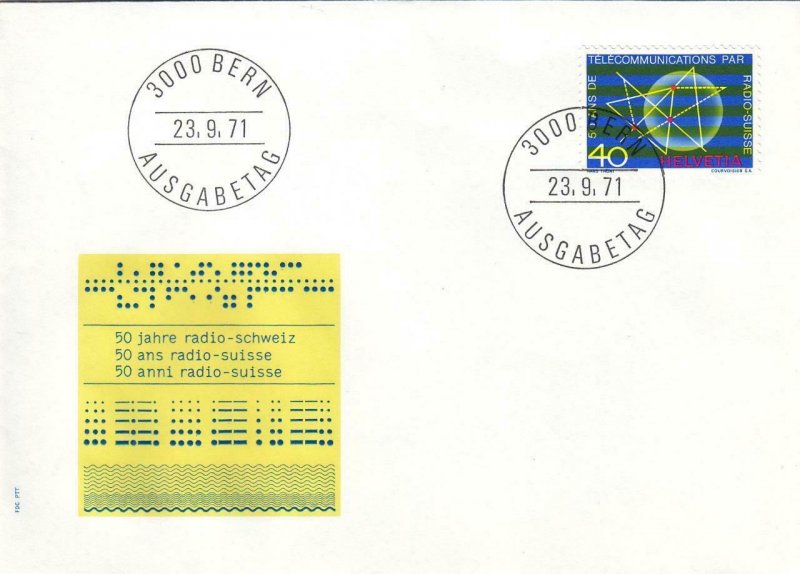 1971, Switzerland: Telecommunication Symbol, Unaddressed, FDC (D8264)