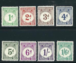 Gilbert & Ellis Is. Stamps J1-8 SG D1-8 MNH VF 1940 SCV $170.00