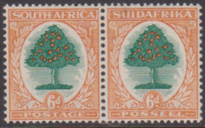 SOUTH AFRICA 1926 MINT OG 6d PAIR INVERTED WMK SG32w CAT 