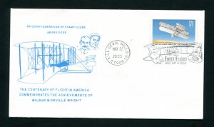 Sc. 3783 Wright Brothers FDC - ARIPEX 2003