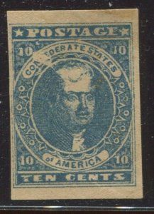 Confederate States 2b Mint Stamp with Acid Flaw Variety BX5220