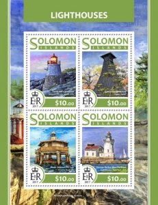 SOLOMON IS.- 2017 - Lighthouses - Perf 4v Sheet - Mint Never Hinged