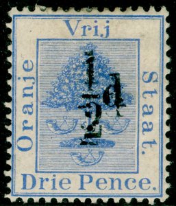 SOUTH AFRICA-Ornge Free State SG75a,½d on 3d ultra,M MINT.Cat £13.DOUBLE SURCHRG