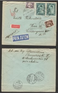 ROMANIA TO AUSTRIA - AIRMAIL EXPRESS COVER - MULTI-FRANKED - 1934.