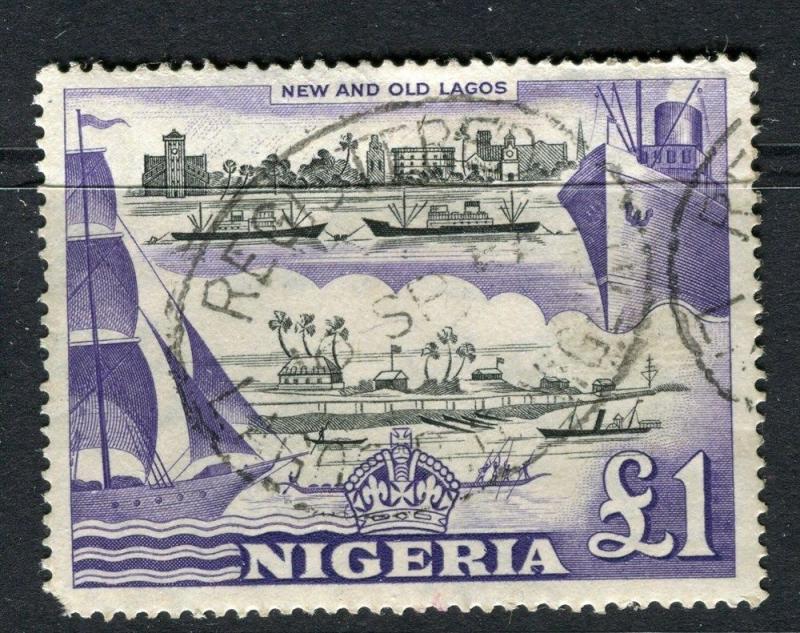 NIGERIA;  1950s early QEII issue fine used £1. value