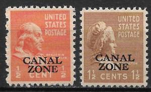 Canal Zone 118-9 1939 1/2c 1 1/2c set MNH