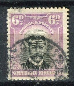 SOUTHERN RHODESIA; 1924 early GV Admiral issue used Shade of 6d. value