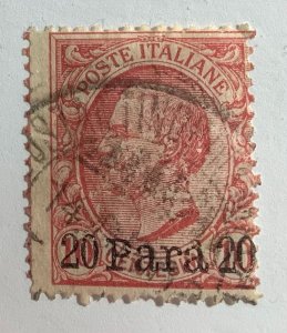 Italy  in Turkish Empire 1907 Scott 2 used - 20pa on 10c, Victor Emmanuel III