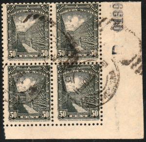 MEXICO 718, 50c RUINS OF MITLA 1934 DEFINITIVE BLOCK OF FOUR. USED F-VF. (67)