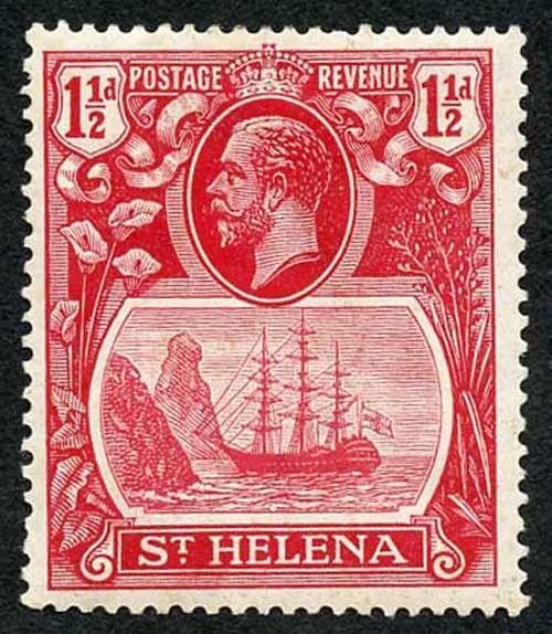 St Helena SG99f KGV 1 1/2d Deep Carmine-red M/M