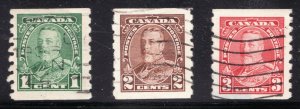 1935 Canada - #228 229 230 - KGV Pictorial Coils - Used VF -