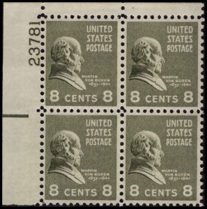 US #813 VAN BUREN MNH UL PLATE BLOCK #23781