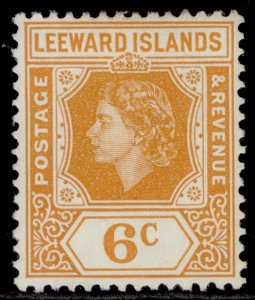 LEEWARD ISLANDS QEII SG132, 6cc yellow-orange, M MINT.