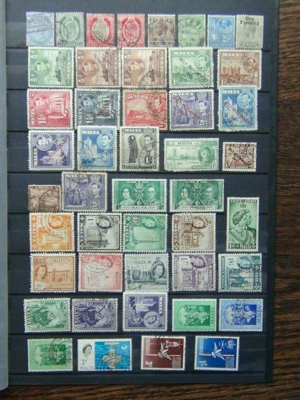 Malta QV - QE2 range 1938 values to 1s 1956 values to 1/6 Used