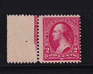 1895 Washington 2c carnune Sc 265 MNH Type II imprint selvage CV $105 (K7