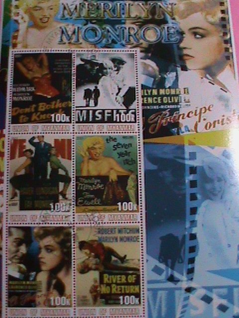 UNION OF MYANMAR STAMP-2001-MARILYN MONROE: MOVIE POSTER -MNH STAMP SHEET -RARE