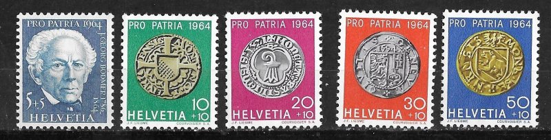 Switzerland # B334-38   Coins 1964  (5)  Mint NH