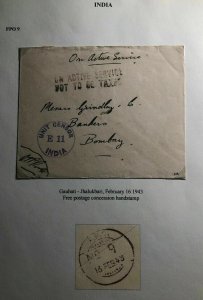 1943 Gauhati India FPO 9 On Active Service Censored Cover To Bombay