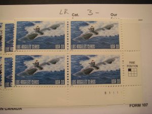 Scott 3372 33c Submarine, Los Angeles Class, PB4 #B1111 LR, MNH Commem Beauty