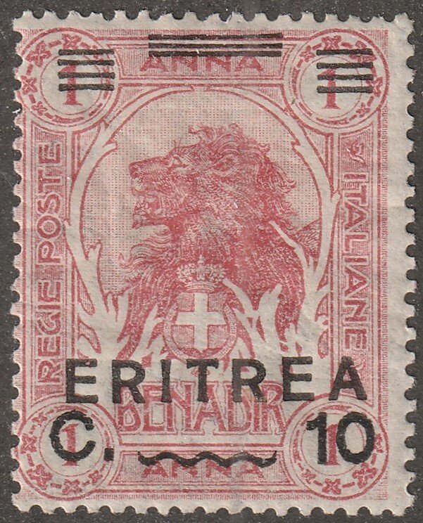 Eritrea, stamp, Scott#60,   mint, hinged, 10, cent, Lion