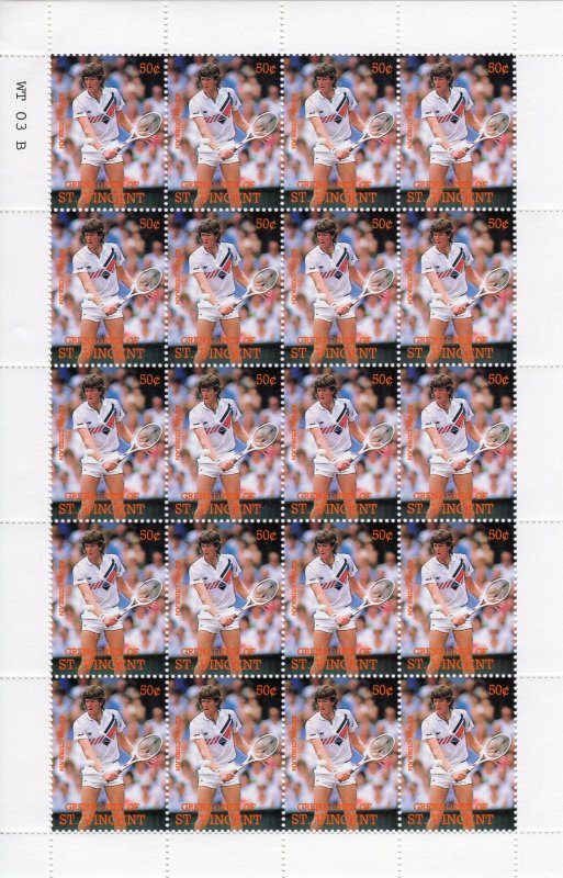 St.Vincent Grenadines 1988 Sc#614/621 TENNIS PLAYERS 8 MINI-SHEETLETS UNFOLDED