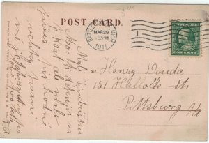 United States 1911 One-Cent Franklin on Postcard