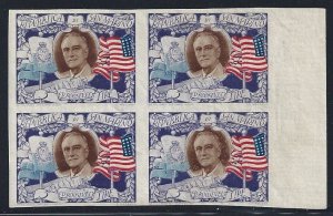 1947 SAN MARINO, No. 303b President Roosevelt MNH/**QUARTER SHEET EDGE