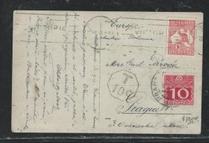 AUSTRALIA (P2706B) 1913 1D ROO ON PPC TO AUSTRIA SHORT PAID AUS POST DUE 10C