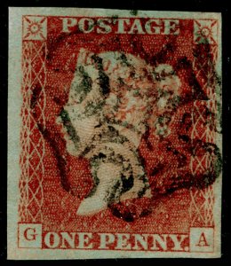 SG8, 1d red-brown PLATE 21, FINE USED. Cat £60. BLACK MX. 4 MARGINS. GA