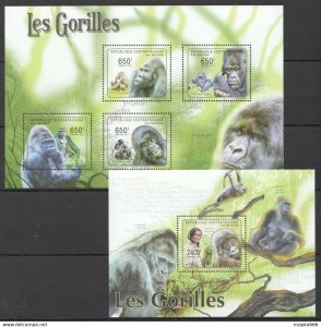 2011 Central Africa Fauna Wild Animals Primates Gorills Kb+Bl ** Ca1031