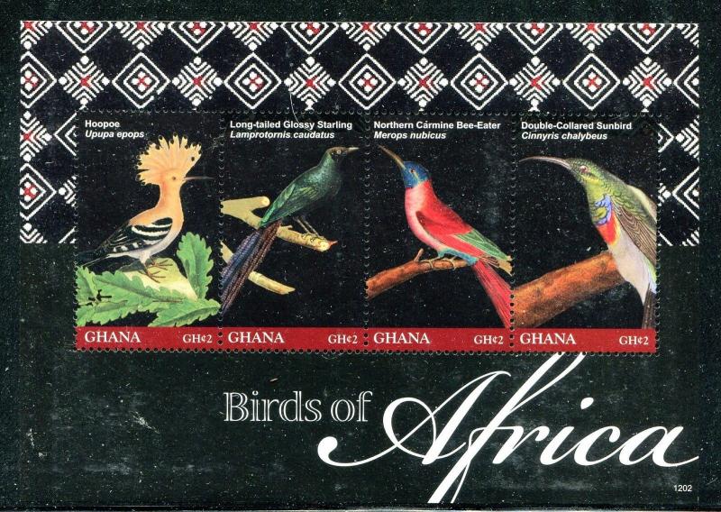 Ghana 2702-2703, MNH, 2012, Birds of Africa: Common Ostrich, Bee-eater  x19796