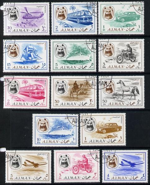 Ajman 1967 Transport perf set of 14 cto used (Mi 127-140)