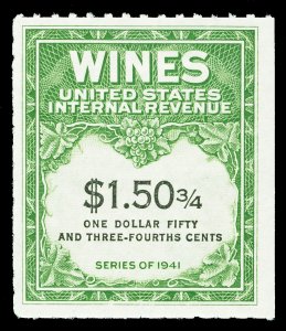 Scott RE195 1951 $1.50¾ Wine Revenue Unused No Gum F-VF Cat $17.50