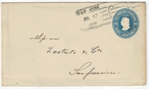 Costa Rica 1909 San Jose cancel on stationery envelope to the U.S.