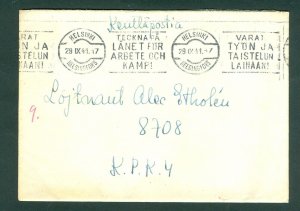 Finland. 1941 WWII. Felt Post  Kenttapostia # 8708 K.P.K.4. Cancel: Helsinki