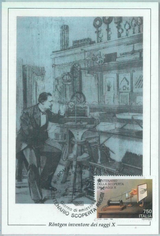 81217 - ITALY - Postal History - MAXIMUM CARD - SCIENCE  x-Ray RONTGEN  1995