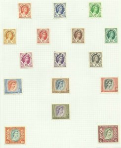 Rhodesia & Nyasaland 1954, Set of 16, Sg 1-15 + 1, Hinged to page, M/M {C/P-36} 