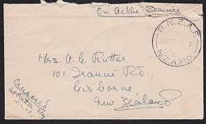 SOLOMON IS 1945 NZ FORCES cover RNZAF / C / NZAPO cds, censor.............A7756