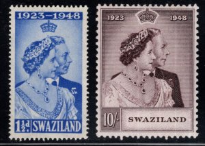 Swaziland Scott 44-49 MH* Silver Wedding issue of 1948