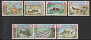 1983 Cambodia - Sc 447-53 - used VF - 7 single - Fish