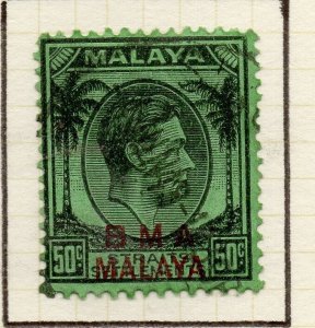 Malaya Straights Settlements 1945 Early Shade of Used 50c. BMA Optd 307963