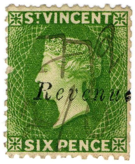 (I.B) St Vincent Revenue : Duty Stamp 6d