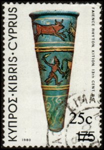 Cyprus 610 - Used - 25c on 175m Enamel Vase, 18th Cent. BC (1983) (cv $1.50) +