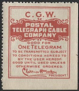 US 1914 Sc 15TO8  MNH, Postal Telegraph Co. Official, C.G.W., VF