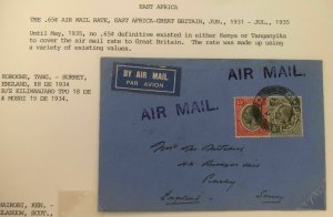 1931 Korogwe Tanganyika Early Airmail Cover To Surrey England