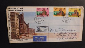 1967 First Day Cover FDC Registered Singapore to Woodville South South Australia