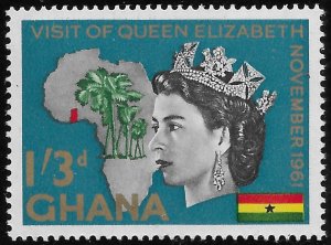 Ghana #108 1sh3p Queen Elizabeth II & Map of Africa ~ MNH