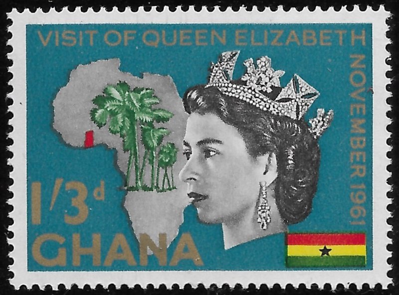 Ghana #108 1sh3p Queen Elizabeth II & Map of Africa ~ MNH