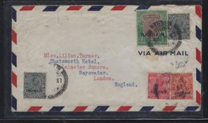 BAHRAIN (P0102BB)  ON INDIA 1937 KGVI 1R+3PX2+3AX2 A/M TO ENGLAND